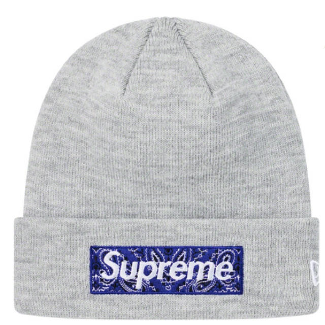 帽子supreme box logo beanie グレー