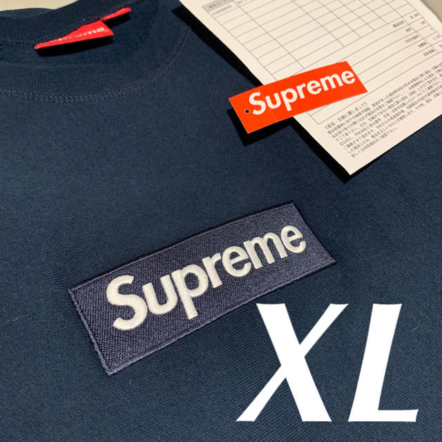 【Supreme】18FW Box Logo Crewneck Navy XL