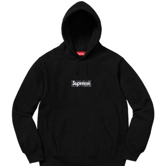華麗 Supreme 黒 XL Sweatshirt Hooded Logo Box Bandana - パーカー