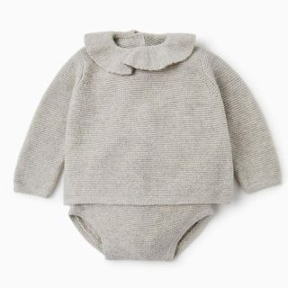 ザラキッズ(ZARA KIDS)のニットセット ZARA baby グレー 襟付きトップス ニットパンツ(ニット/セーター)