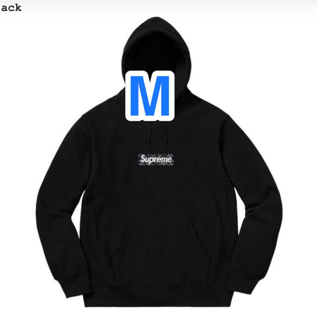 【訳あり】 supreme M - Supreme bandana ブラック 黒 logo box パーカー 【訳あり】 supreme M - Supreme bandana ブラック 黒 logo box パーカー