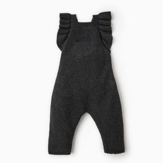 ザラキッズ(ZARA KIDS)のフリル付きオーバーオール 9-12m ZARA baby ニットサロペット(カバーオール)