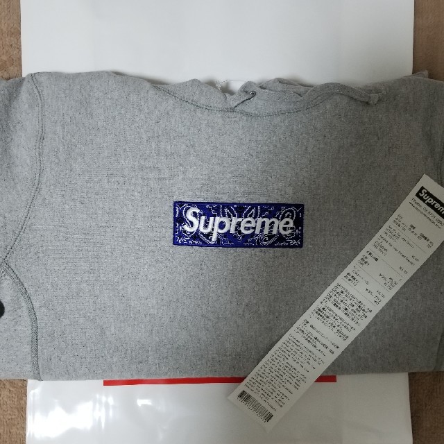 Supreme Bandana Box Logo Hooded グレー S 1