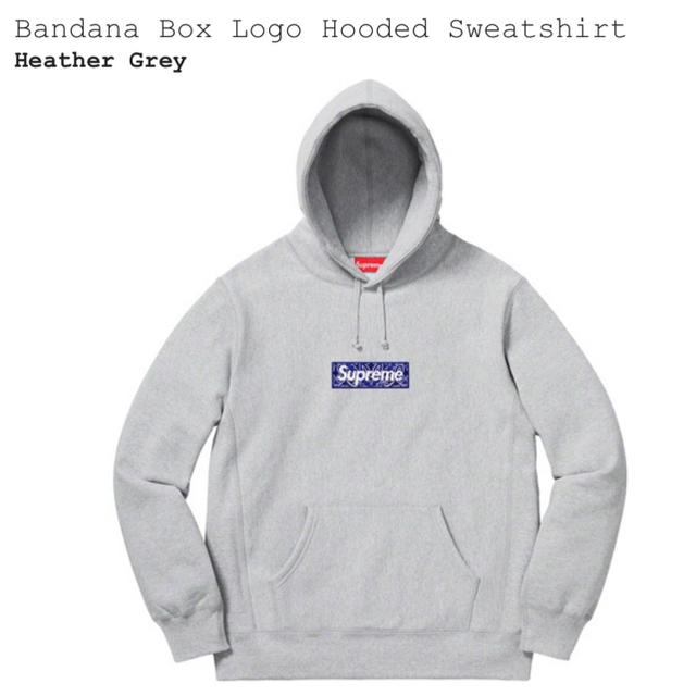 在庫有】 Supreme - M grey hooded logo box bandana supreme パーカー ...