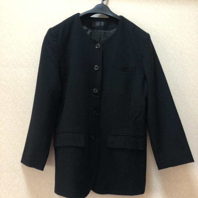 ZAZIE(ザジ)のZAZIE ブラック ノーカラー ジャケットコート美品 レディースのジャケット/アウター(ノーカラージャケット)の商品写真