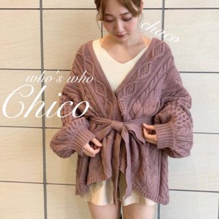 フーズフーチコ(who's who Chico)の☃️新作🎄¥7590【Chico】ケーブルニットガウン ケーブルカーディガン(ニット/セーター)