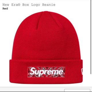 シュプリーム(Supreme)のSupreme newera box logo ビーニー 赤(ニット帽/ビーニー)