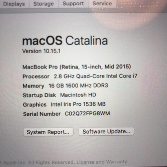 Mac book Pro 15inch 1TB 2.8GHz Core i7