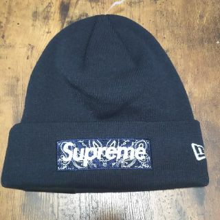 シュプリーム(Supreme)のSupreme  Newera boxlogo beanie Navy(ニット帽/ビーニー)