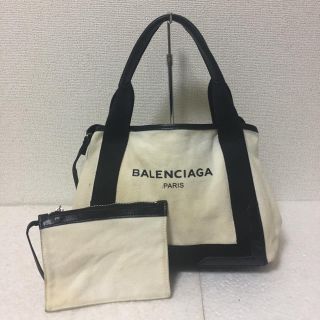 バレンシアガ(Balenciaga)の【BALENCIAGA】トートバッグ★　カバス　キャンバス生地  黒×白(トートバッグ)