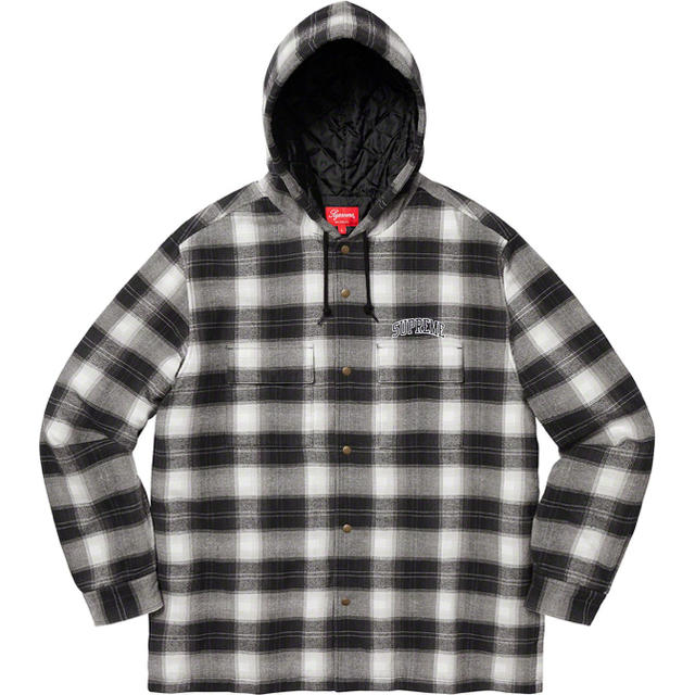 Supreme Quilted Hooded Plaid Shirt Black