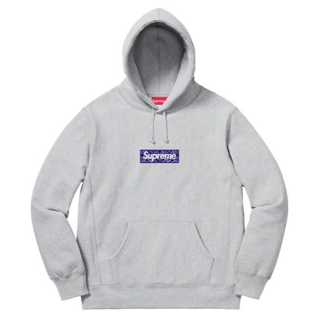 supreme bandana box logo パーカー グレイ XL - パーカー