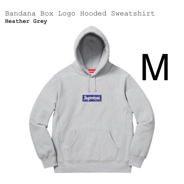 トップスsupreme Bandana Box Logo Hooded グレー