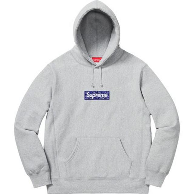 即納!最大半額! Supreme - L Supreme Bandana Box Logo Hooded 灰