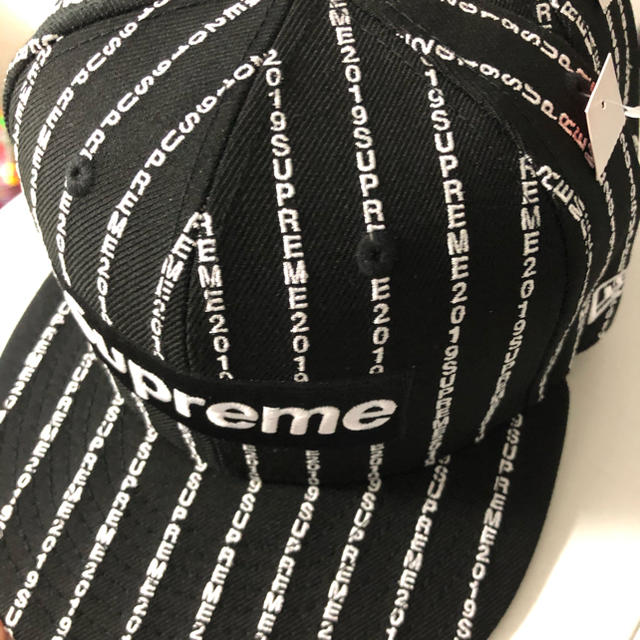 Supreme Text Stripe New Era 黒 73/8