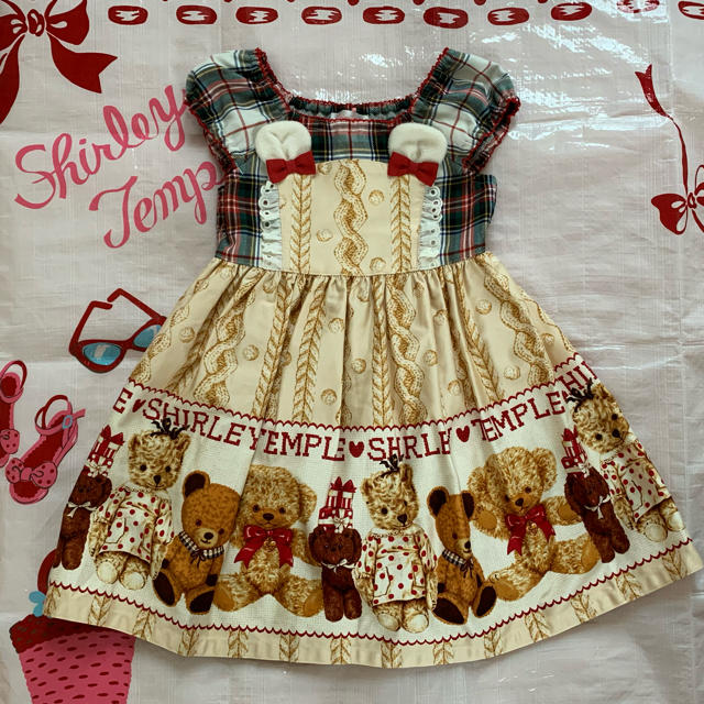 Shirley Temple(シャーリーテンプル)のシャーリーテンプル🎀テディベアpt🧸 ワンピース 110 キッズ/ベビー/マタニティのキッズ服女の子用(90cm~)(ワンピース)の商品写真