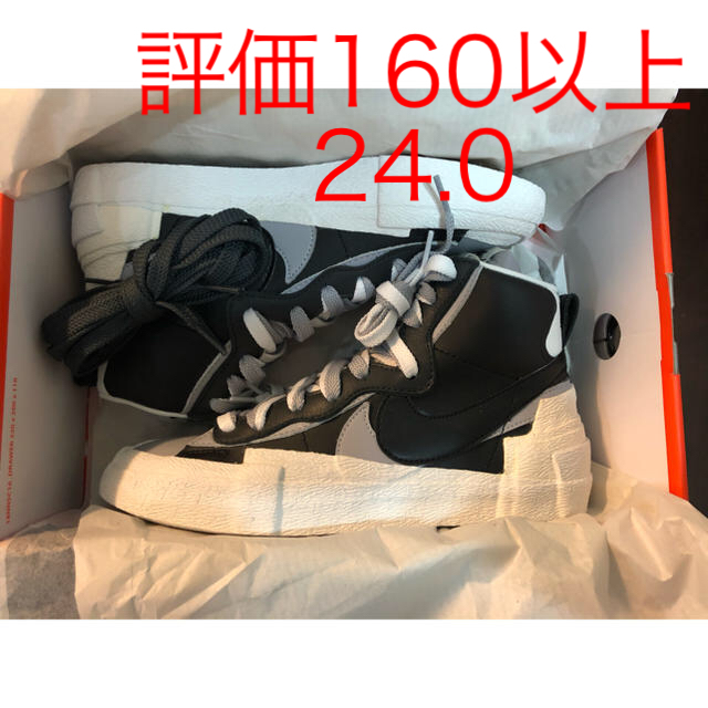 24.0 新品 SACAI × NIKE BLAZER MID Blackスニーカー