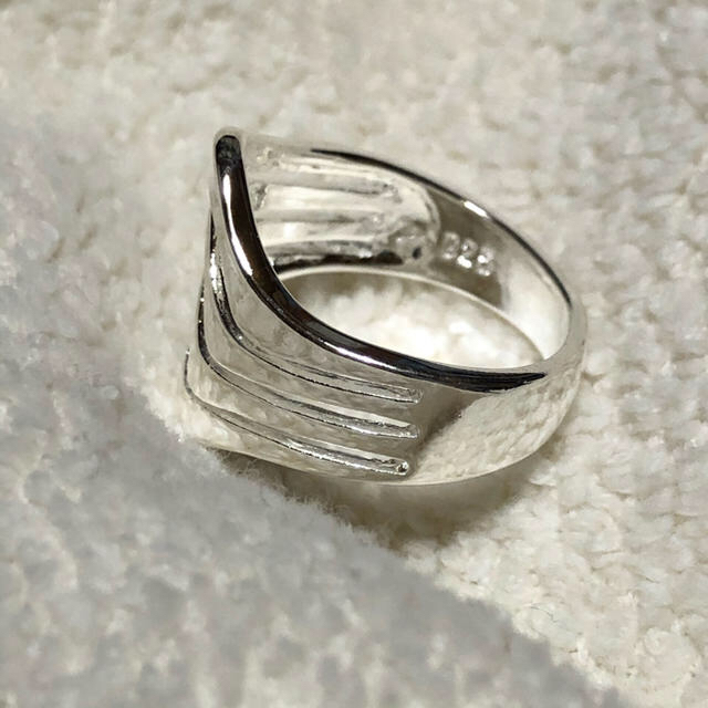 シルバー925 スターリングシルバー ワイドリング 水 波 多重ウェーブ 15号 メンズのアクセサリー(リング(指輪))の商品写真