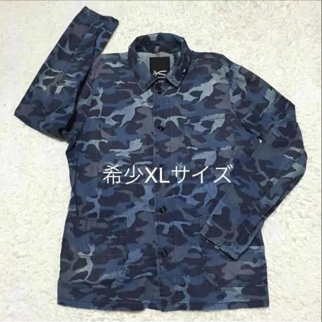 大きいサイズ希少XL美品 DENHAM ネイビー迷彩柄ミリタリーシャツジャケットジャケット/アウター