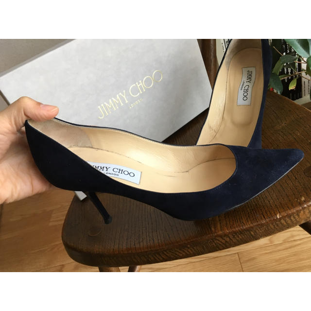 JIMMY CHOO スエードパンプス ネイビー 37.5 ロミー