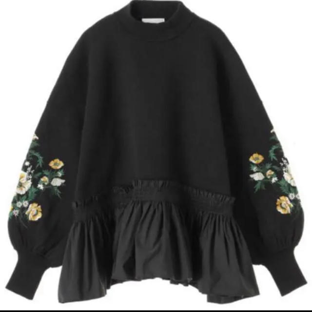【CLANE(クラネ)】EMBROIDERY FRILL KNIT TOPS