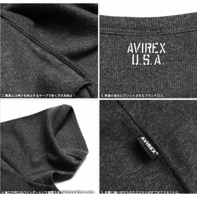 AVIREX(アヴィレックス)のAVIREX アビレックス VネックTシャツ チャコール Mサイズ メンズのトップス(Tシャツ/カットソー(半袖/袖なし))の商品写真
