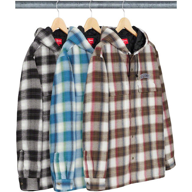 Supreme Quilted Hooded Plaid Shirt Black