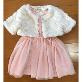 エイチアンドエム(H&M)のcokoron様専用　女児 ドレスとファーボレロセット 100cm(ドレス/フォーマル)