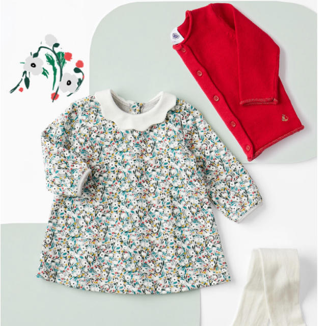 PETIT BATEAU(プチバトー)のsun様ご専用です。プチバトー  2019AW スウェットプリントワンピース キッズ/ベビー/マタニティのキッズ服女の子用(90cm~)(ワンピース)の商品写真