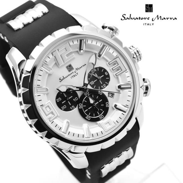 ピンクゴールド カルティエ 、 Salvatore Marra - サルバトーレマーラ 腕時計 メンズ クロノグラフ ブランド 時計 白 黒の通販 by おもち's shop