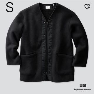 ユニクロ(UNIQLO)のユニクロ フリースノーカラーコート S ブラック フリース ノーカラーコート(その他)