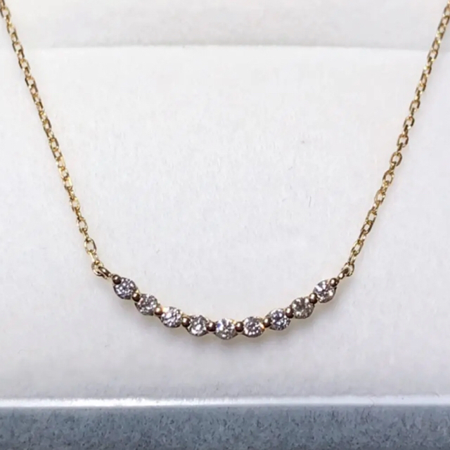 ネックレスK18 YG 0.12ct ラインネックレス  ダイヤモンド