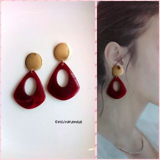 【No.283】ハンドメイド ピアス イヤリング 上品 大人可愛い おおぶり(イヤリング)