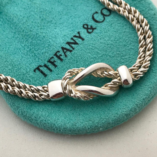 シルバー素材ラインTIFFANY＆Co. ダブルロープ ノット ブレスレット SV925 シルバー