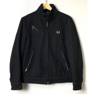 フレッドペリー(FRED PERRY)の【H】F2181 フレッドペリー ウール ライダースジャケット 黒 M(ライダースジャケット)