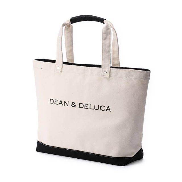 新品★DEAN & DELUCA　ブラック&ナチュラル　キャンバストートバッグ