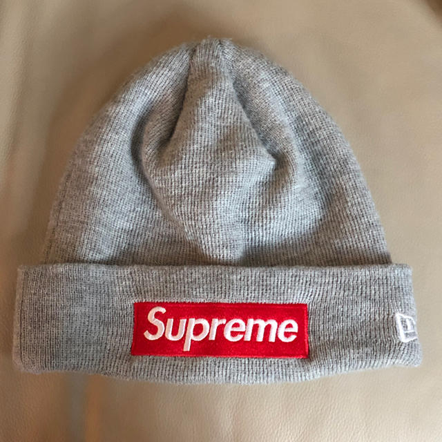 Supreme New Era Box Logo Beanie Grey