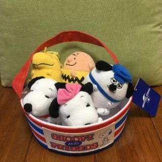 スヌーピー(SNOOPY)のSNOOPY　プチぬいぐるみバスケットセット　オラフウッドストック　USJユニバ(ぬいぐるみ)