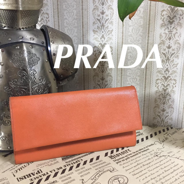 【美品】☆PRADA プラダ   オレンジ色の長財布