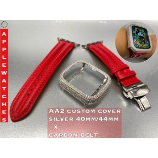 銀x赤 アップルウォッチカスタムセット cz ダイヤカバー レッド ... レッドx ホワイトczダイヤモンドカバーxczダイヤモンドベルトアップルウォッチ