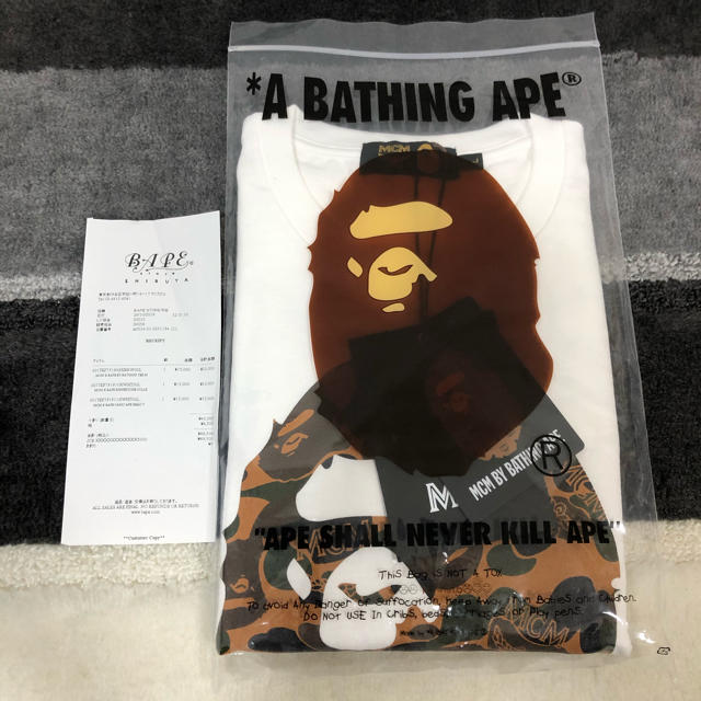 Tシャツ/カットソー(半袖/袖なし)bape mcm コラボ　Tシャツ