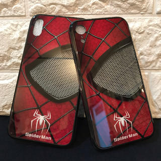 マーベル(MARVEL)のスパイダーマン iPhoneケース 光沢のあるガラス素材(iPhoneケース)