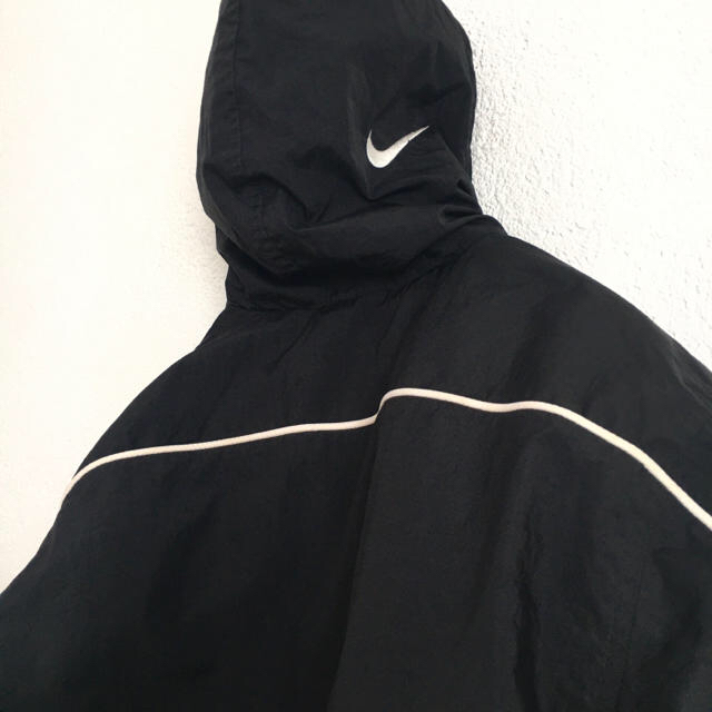 90s ナイキ NIKE ナイロンジャケット パーカー 中綿 モノトーン 黒 白