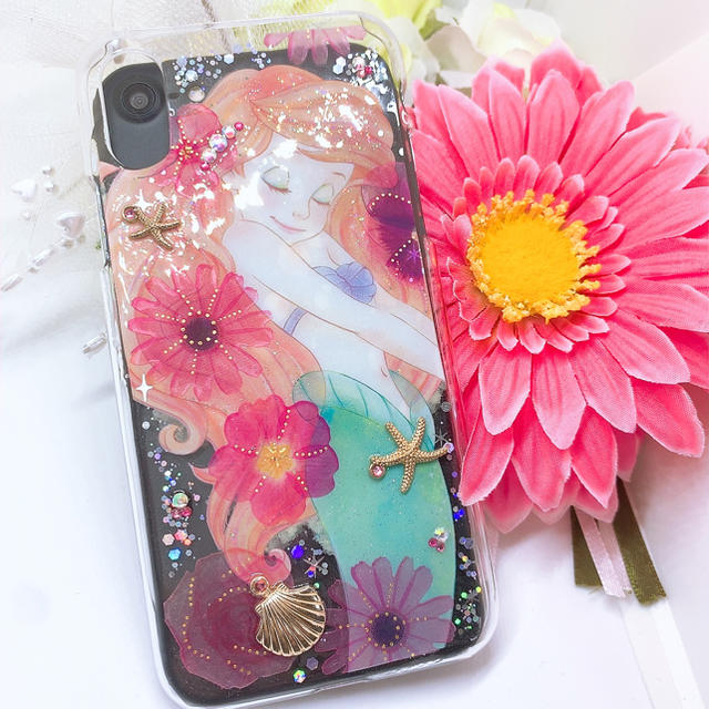 【SOLD＊363】iPhoneX/XS 押し花風 ディズニー アリエル＊