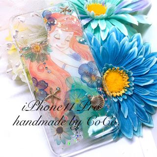 【SOLD＊366】iPhone11 Pro 押し花風 ディズニー アリエル＊