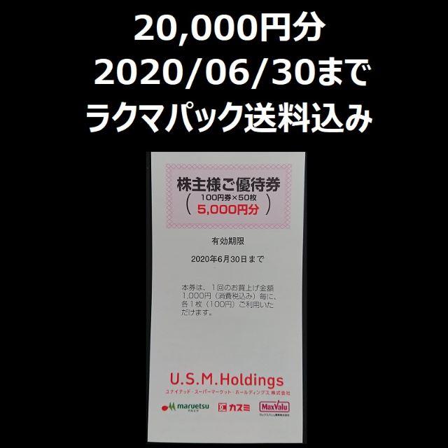 ユナイテッドスーパーマーケット 株主優待 株主様ご優待券 20000円分
