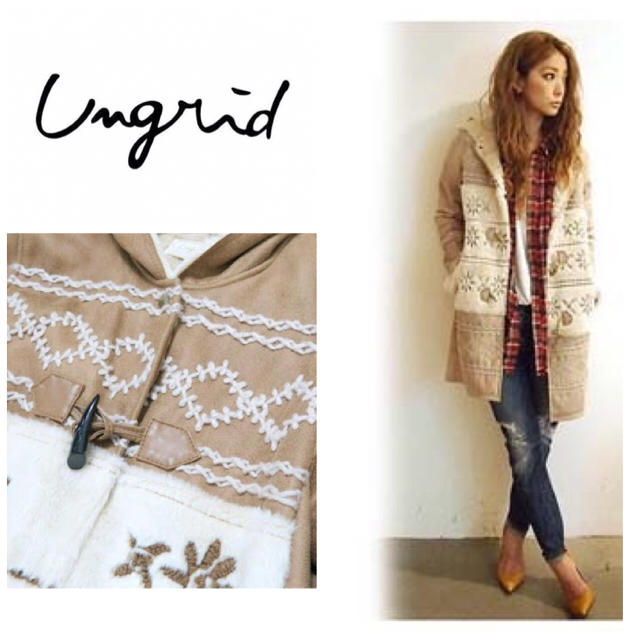 Ungrid(アングリッド)の刺繍ムートンフェイクファーコート♡ レディースのジャケット/アウター(ダッフルコート)の商品写真