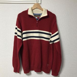 トミーヒルフィガー(TOMMY HILFIGER)の古着　TOMMY JEANS ハーフジップ  ニット　Sサイズ(ニット/セーター)