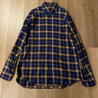 バレンシアガ(Balenciaga)のバレンシアガBALENCIAGA背中ロゴ入りチェックシャツブルー美中古37(シャツ)