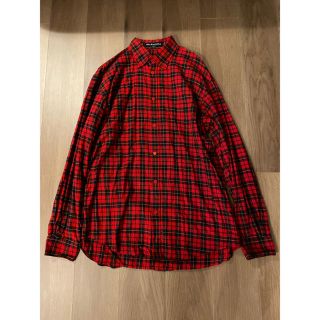 バレンシアガ(Balenciaga)のバレンシアガBALENCIAGA赤チェックシャツ37美中古トリプルS背中ロゴ入り(シャツ)